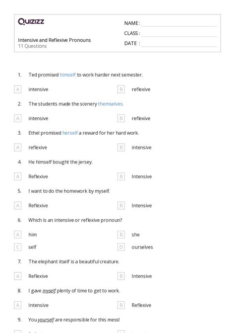 50+ Reflexive Pronouns worksheets for 3rd Class on Quizizz | Free ...