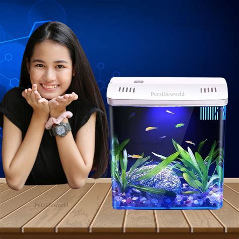 VAYINATO® Mini Square Shape Aquarium Small Desktop Home Decortive Fish ...