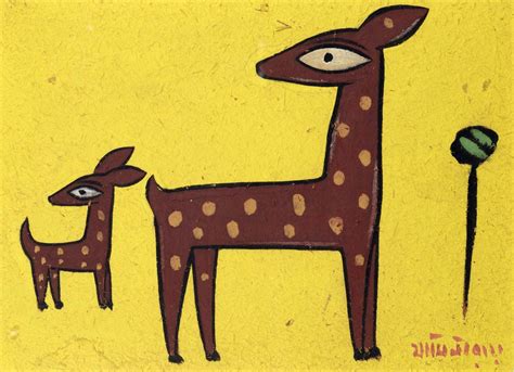 Indian Masters Art - Jamini Roy - Deer - Canvas Prints by Jamini Roy ...