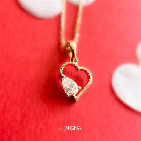 Preet - Yellow Gold Heart Pendant with Lab-Grown Diamond | Sustainable ...