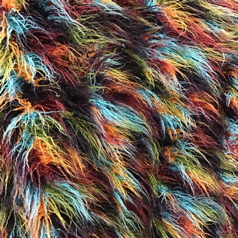 Multi-Color1 Curly Faux Fake Fur Long Pile Fabric | iFabric