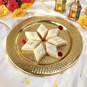 Behoma Aluminium Round Shape Hammered Thali for Mandap, Haldi, Mehendi ...
