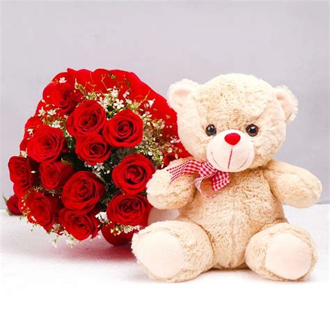 Shop Red Roses Teddy Bear Combo | Rose Day Gift for Valentine