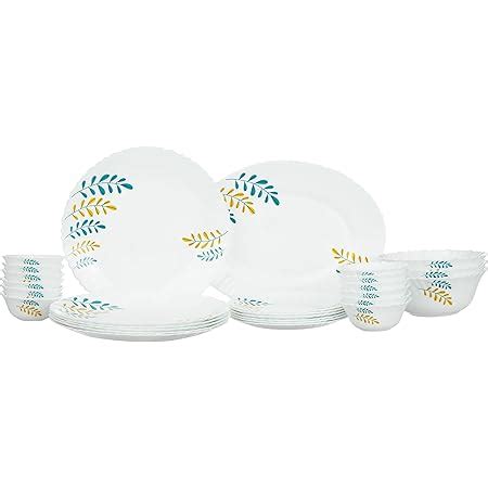 Larah by Borosil Niva Fluted Series Opalware Dinner Set | 31 Pieces for ...