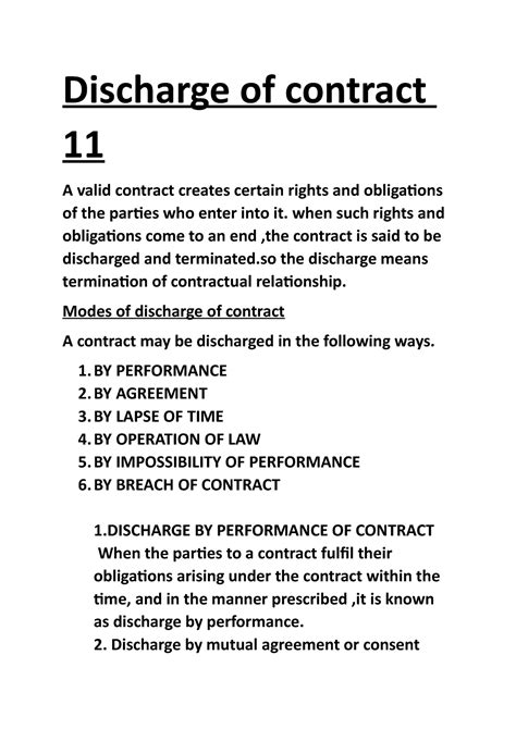 Chapter 11 - This business regulation notes - Discharge of contract 11 ...