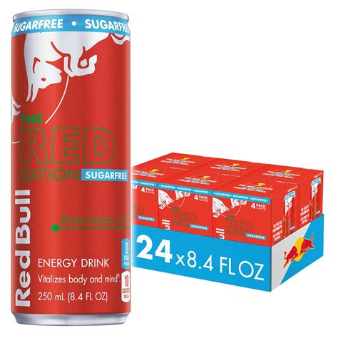 Red Bull Red Edition Sugar Free Energy Drink, Watermelon, with 80mg ...