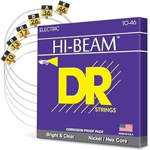 DR Strings MTR-10 HI-BEAM Nickel Plated Electric Guitar Strings 10-46 ...
