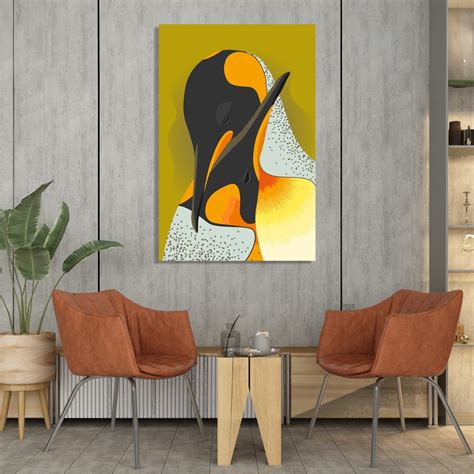 Handmade painting of two birds hugging on light green background.