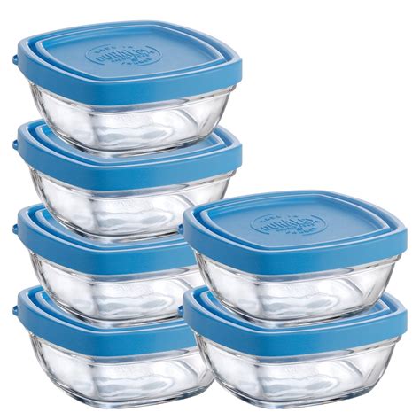 Duralex Lys 5.25 oz. Square Storage Bowls with Lids - Tempered Glass ...