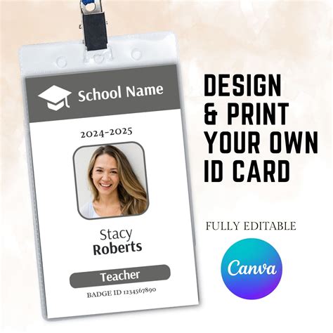 Teacher ID Card Template | Customizable Template | Custom Teacher ID ...