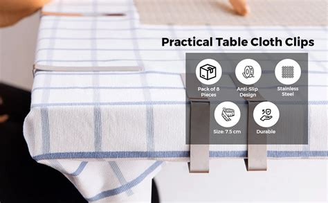 Supvox® 8Pcs Table Clip, Table Cloth Clips, Stainless Steel Large Table ...
