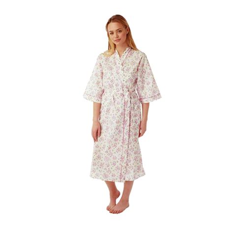 Buy Ladies Floral Lightweight Cotton Dressing Gown - Fast UK Delivery ...