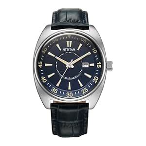 Titan Tonneau Analog with Date and Blue Dial Blue Leather Strap Watch ...
