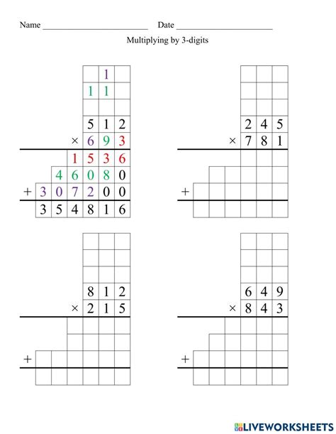 Image result for 3 Digit Multiplication Worksheets