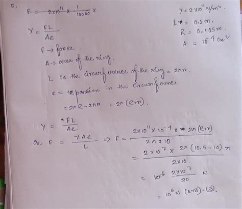 5.A steel ring of radius 10 cm and cross-section area1 cm>2 is fitted ...