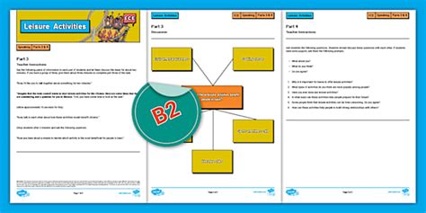 B2 First (FCE) Speaking Parts 3&4 - Leisure Time on Twinkl