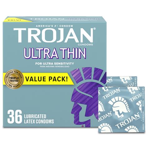 Trojan Ultra Thin Condoms, Premium Comfort & Feel for Pleasure ...