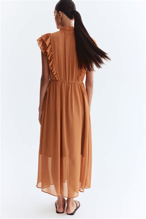 Frill-trimmed dress - Orange - Ladies | H&M IN