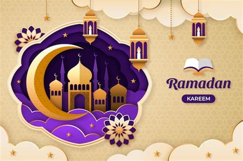 Paper style background for ramadan celebration | Free Vector