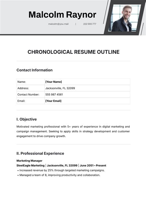 Free Reverse Chronological Resume Format Template to Edit Online