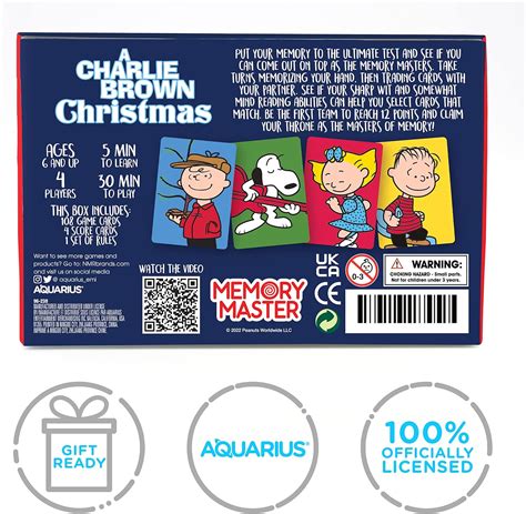 Buy AQUARIUS - Peanuts Charlie Brown Christmas Memory Master Card Game ...