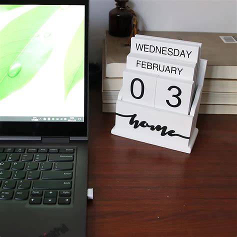 Desk Calendar 2022-2023, Wooden Perpetual Calendar Blocks Week Month ...