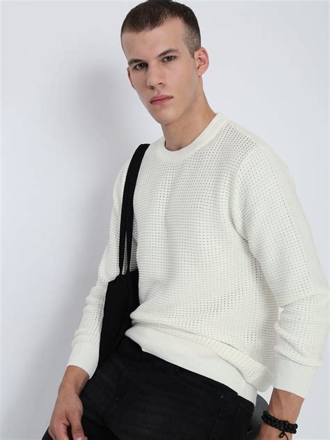 Shop Men's White Round Neck Sweater | Showoffff