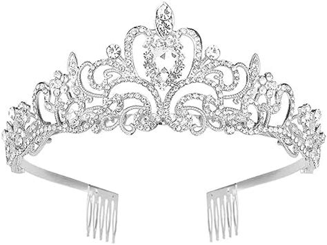 PALAY Silver Crystal Tiara Crown Headband Princess Elegant Crown With ...