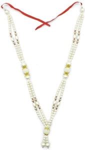Dalvkot White Color Pearl Beads Mala Garland for God Photo Frames and ...