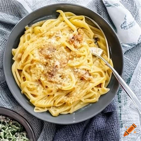 Caramelized onion cream pasta dish on Craiyon