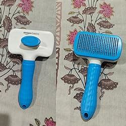 Buy Amazon Basics Self Cleaning Slicker Pet Grooming Brush | Pet ...