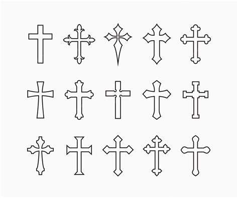 Premium Vector | Set christian cross vector symbol outline style
