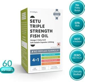 Setu Triple Strength Fish Oil 910mg Omega 3 Fatty Acids with 653mg EPA ...