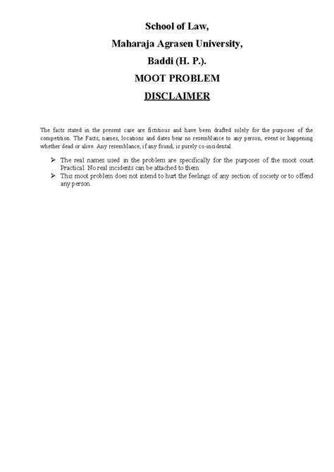 Moot Proposition 3 - Moot court prepositions - School of Law, Maharaja ...