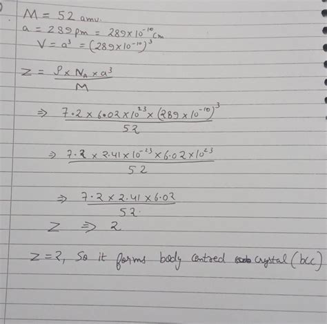 The density of chromium metal is 7.2 gcm-3. If the unit cell is cubic ...