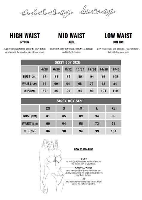 Sissy Boy Size Chart – Rebel Rose Boutique