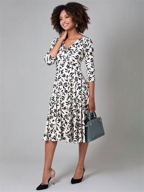 Alie Street Annie Floral Jersey Midi Dress, Monochrome