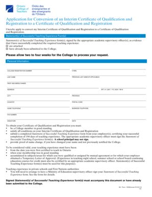 Fillable Online oct Application for Conversion of an Interim... - oct ...