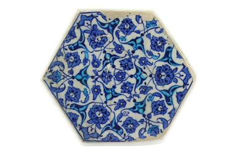Sold Price: A BLUE AND WHITE HEXAGONAL IZNIK POTTERY TILE - April 3 ...