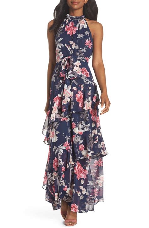Eliza J Halter Neck Ruffle Chiffon Maxi Dress | Nordstrom | Maxi dress ...
