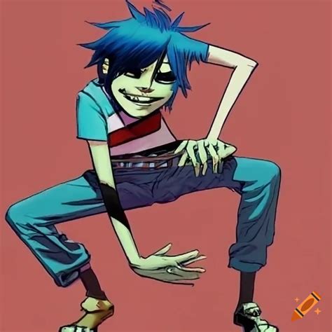 2D and Noodle from Gorillaz posing on Craiyon