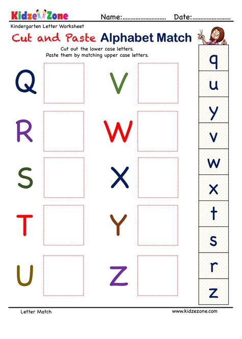 PreK A to Z Letter Matching Worksheet : Match Uppercase to lowercase