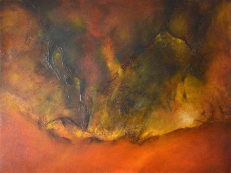 "Composition 17": Orange Oil Painting by Sanjay Akolikar – ArtZolo.com