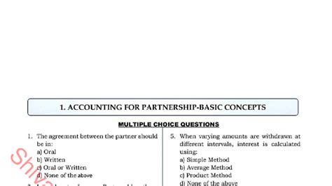 2nd PUC Accountancy MCQ & FIB Study Guide - Studocu