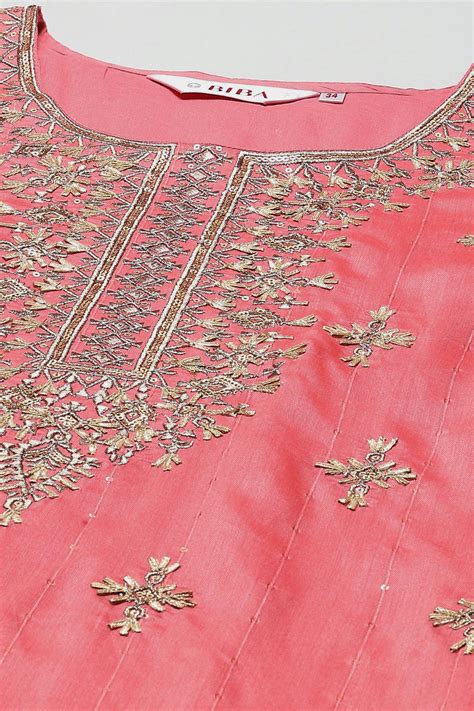 Power Pink Cotton Blend Straight Kurta Salwar Suit Set