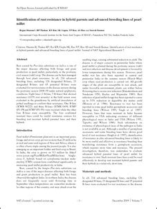 Identification of rust resistance in hybrid parents and advanced ...
