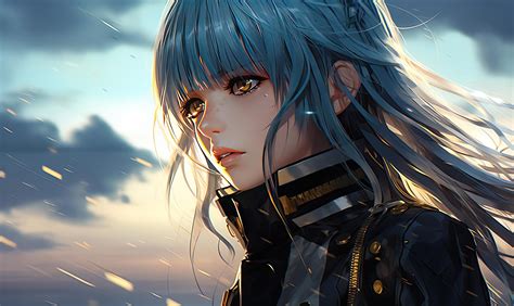 Premium Photo | The blue-haired anime girl in the portrait exudes an ...
