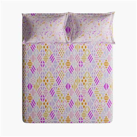 Buy STELLAR HOME Lilly Cotton 104TC 3Pcs Printed Queen Bedsheet Set ...