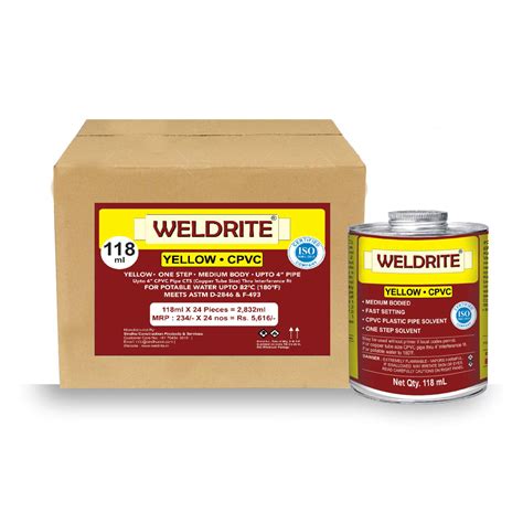 CPVC Yellow Solvent Cement (24 Pieces x 118ml) | CPVC Plastic Pipe ...