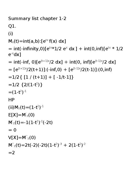 Summary list chapter 1 - ascsdsdds - Summary list chapter 1- Q1. (i) Mx ...